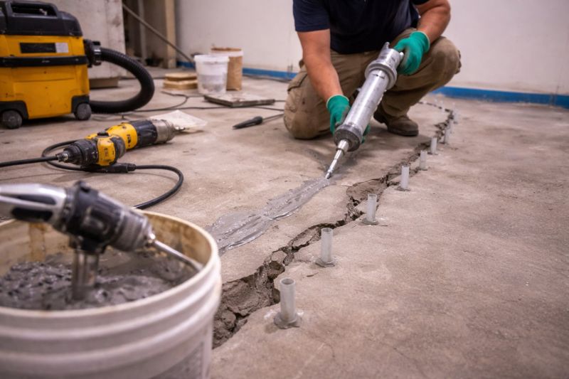 Cracked Basement Floor Repair in Chelsea, MI